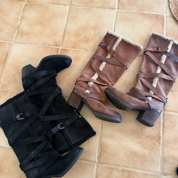 2 Pairs Zodiac "Audreya" leather faux fur tall boots. Sz 6.5 - Picture 2 of 6